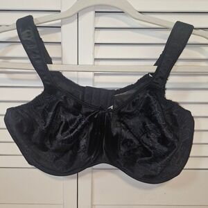 Vint Bali 3562 Black Jacquard Floral Underwire Support Bra Womens 36D Full Cover